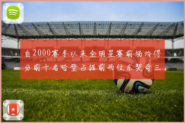 自2000赛季以来全明星赛前场均得分前十名哈登占据前两位东契奇三次上榜